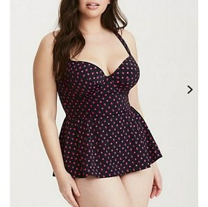 EUC Torrid peplum polka dot/skull swimsuit, sz 3